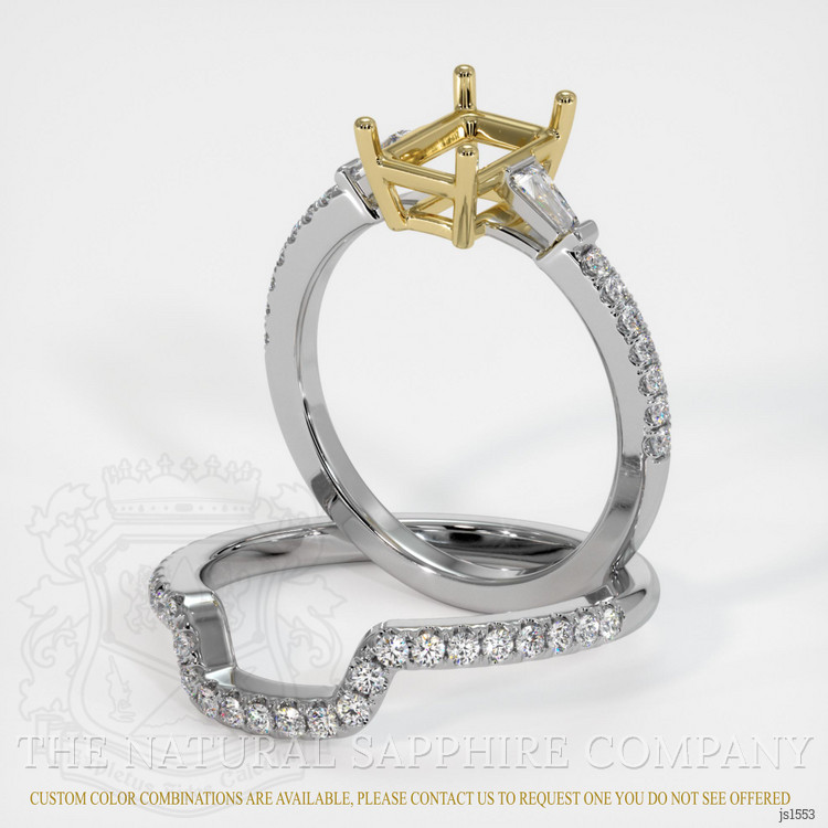 18K Yellow & White Three Stone Ring Setting