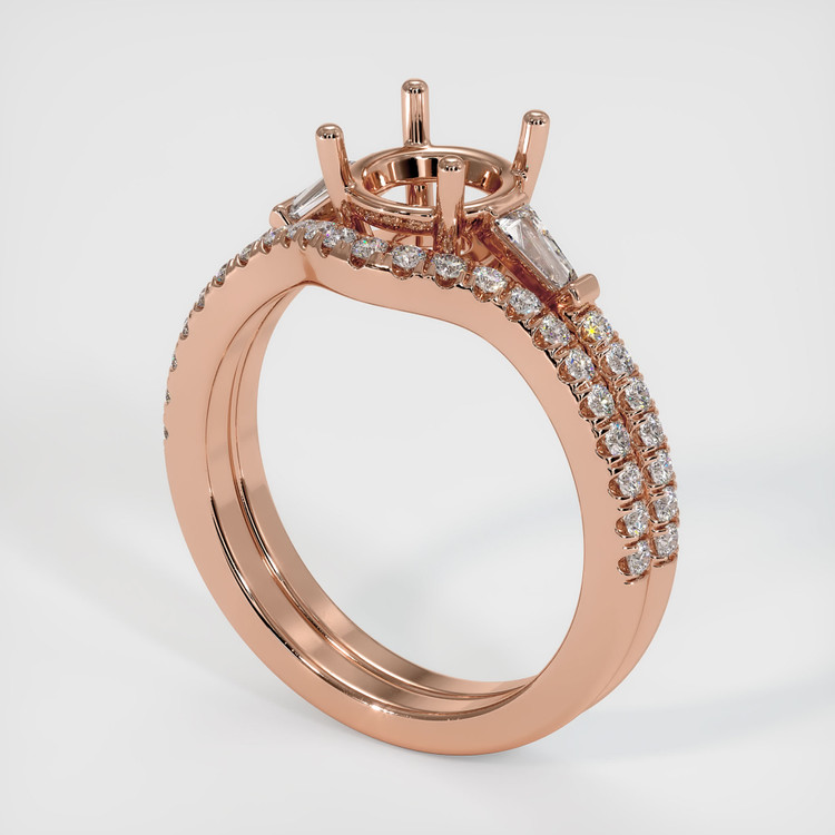 14K Rose Gold Three Stone Ring Setting