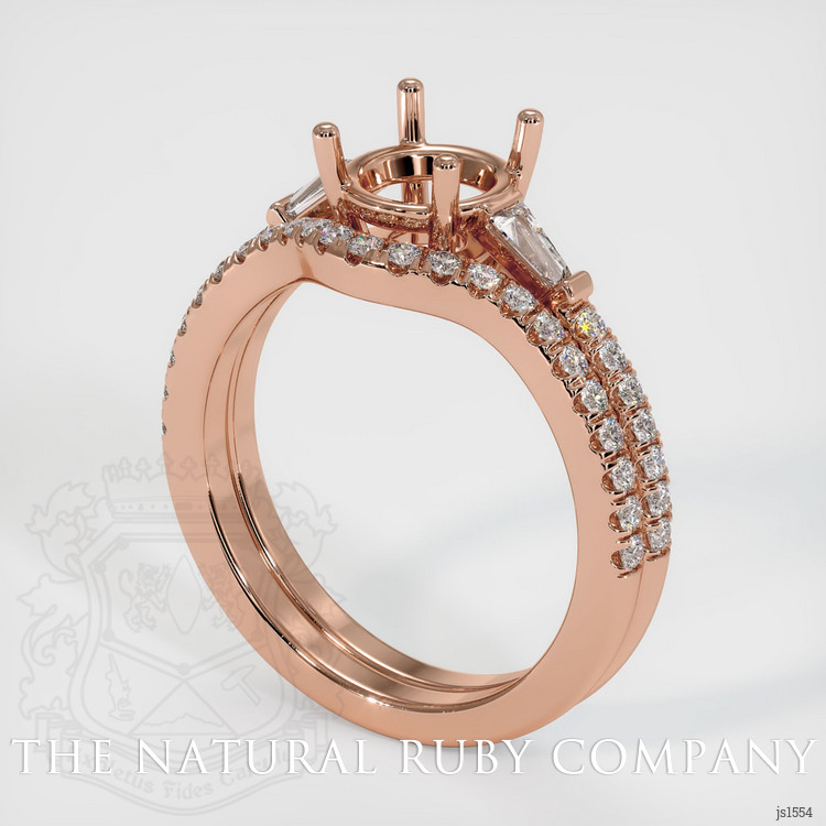 14K Rose Gold Three Stone Ring Setting