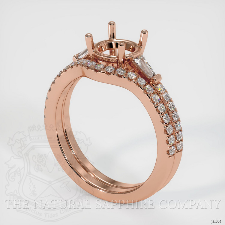 14K Rose Gold Three Stone Ring Setting