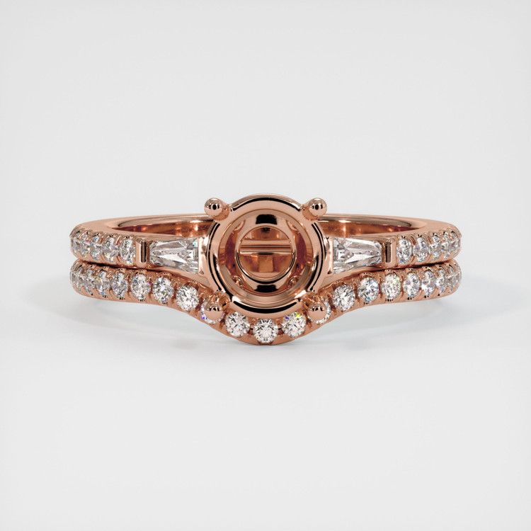 14K Rose Gold Three Stone Ring Setting