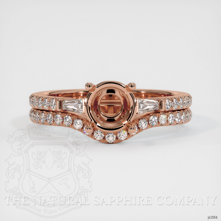 14K Rose Gold Three Stone Ring Setting