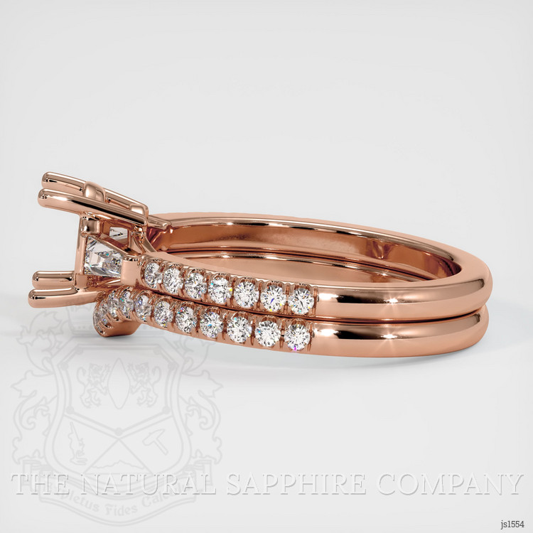 14K Rose Gold Three Stone Ring Setting