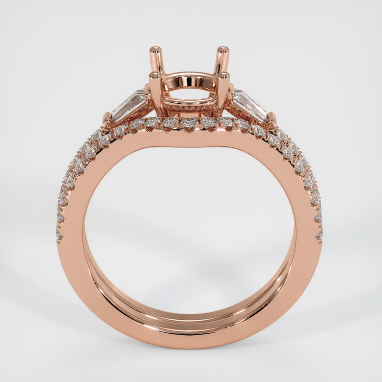 14K Rose Gold Three Stone Ring Setting