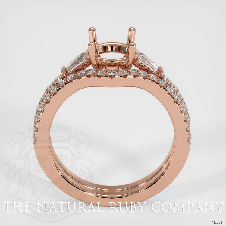 14K Rose Gold Three Stone Ring Setting