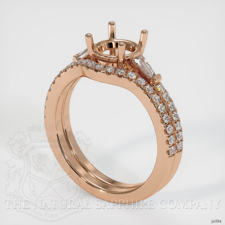18K Rose Gold Three Stone Ring Setting
