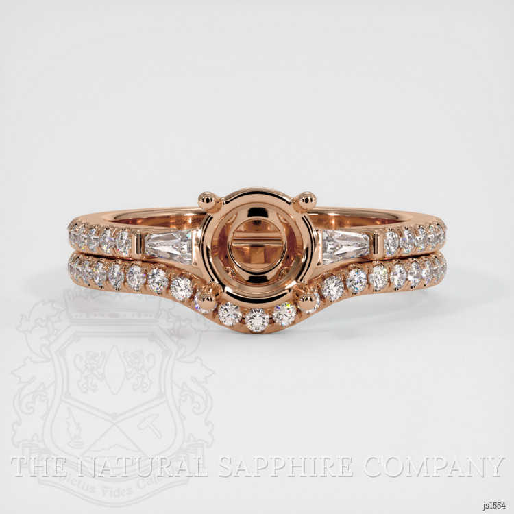18K Rose Gold Three Stone Ring Setting