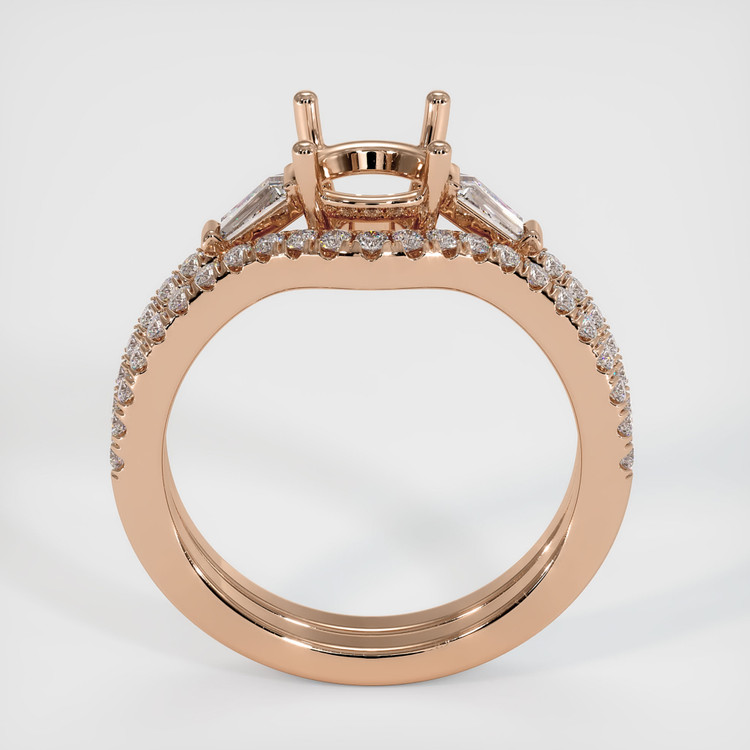 18K Rose Gold Three Stone Ring Setting