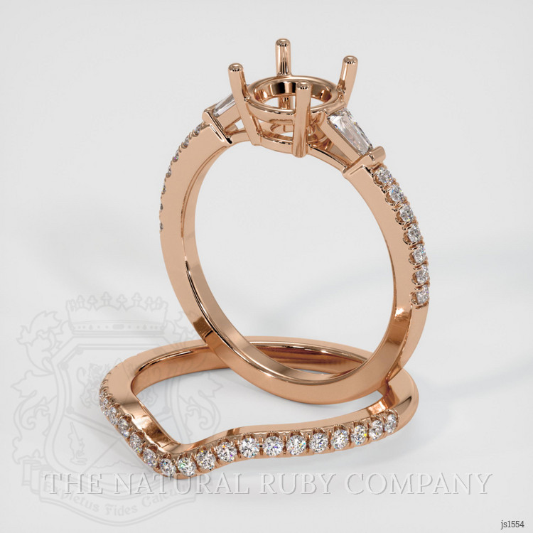 18K Rose Gold Three Stone Ring Setting