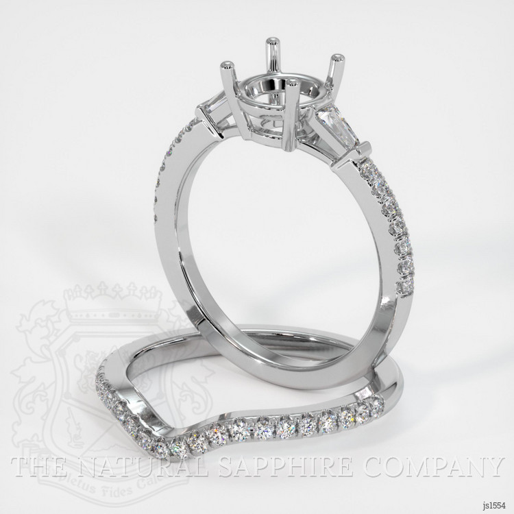 10K White Gold Three Stone Ring Setting