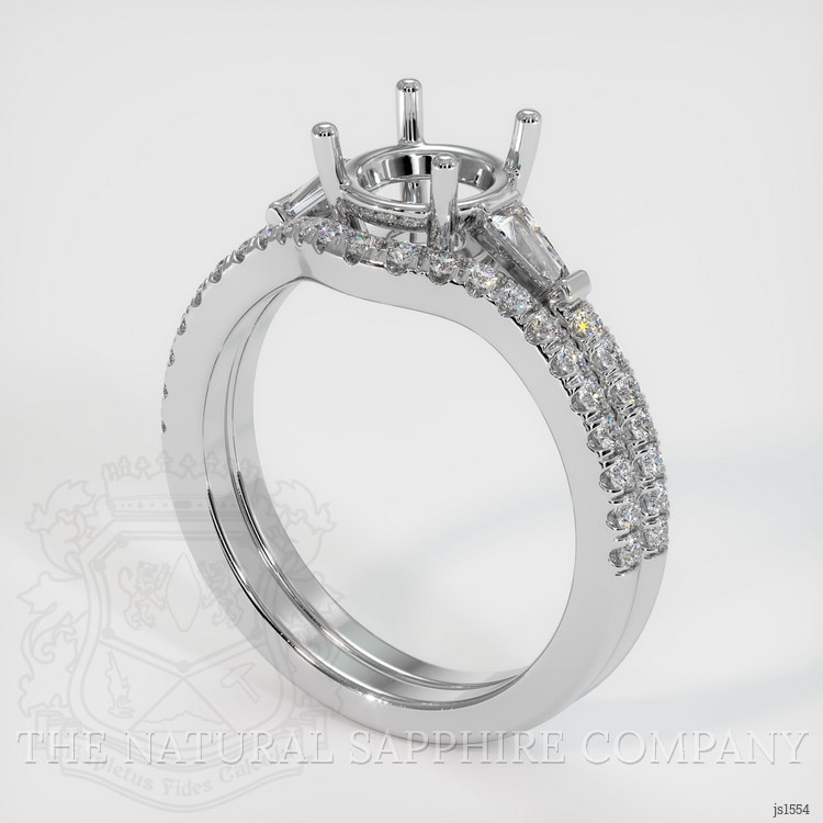 14K White Gold Three Stone Ring Setting