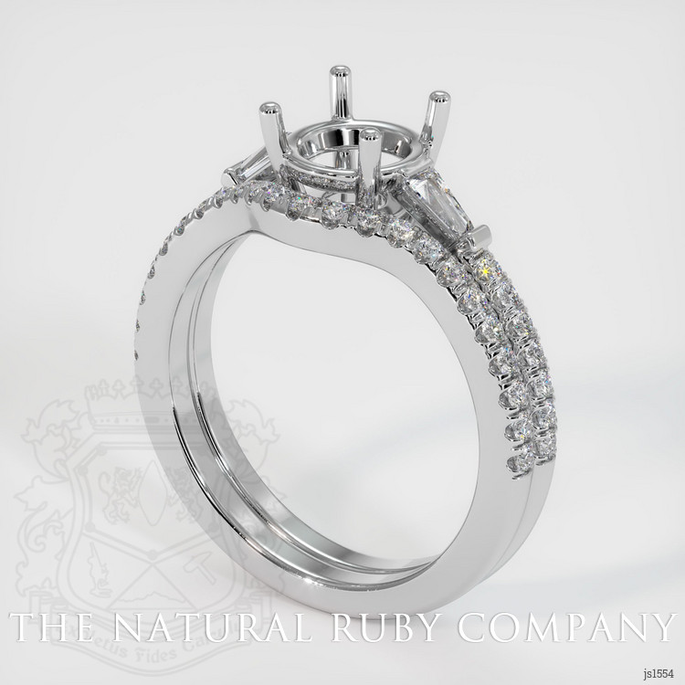 14K White Gold Three Stone Ring Setting