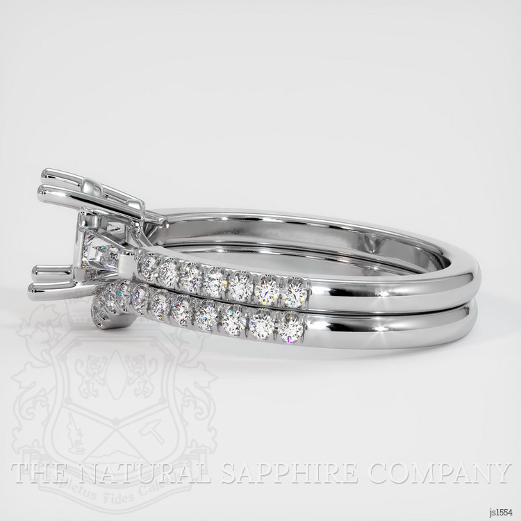 14K White Gold Three Stone Ring Setting