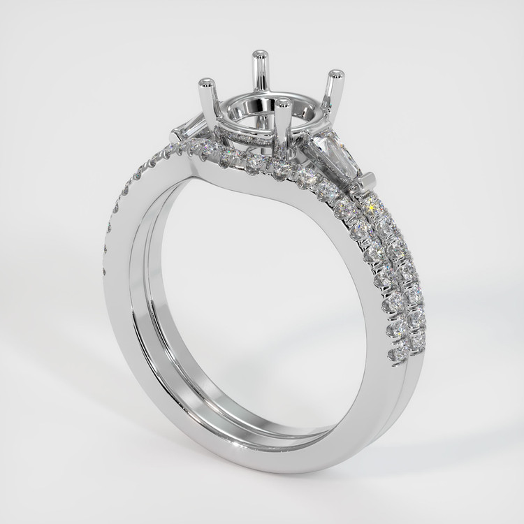 18K White Gold Three Stone Ring Setting