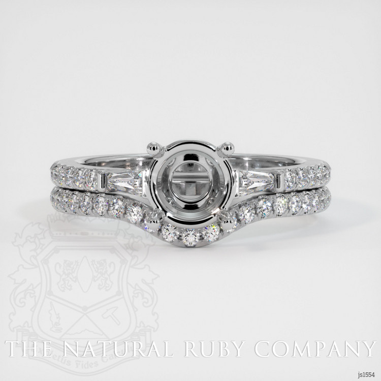 18K White Gold Three Stone Ring Setting
