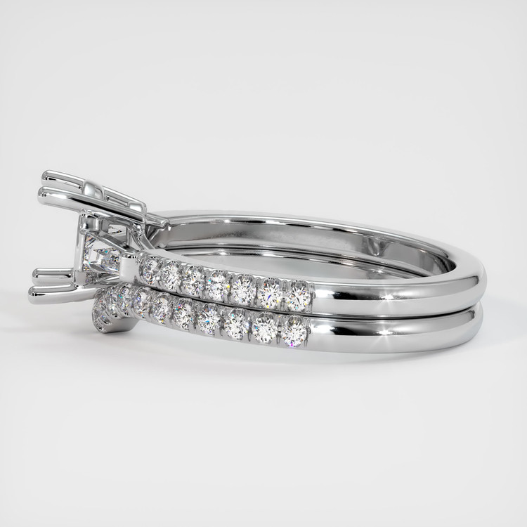 18K White Gold Three Stone Ring Setting