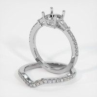 18K White Gold Three Stone Ring Setting Image