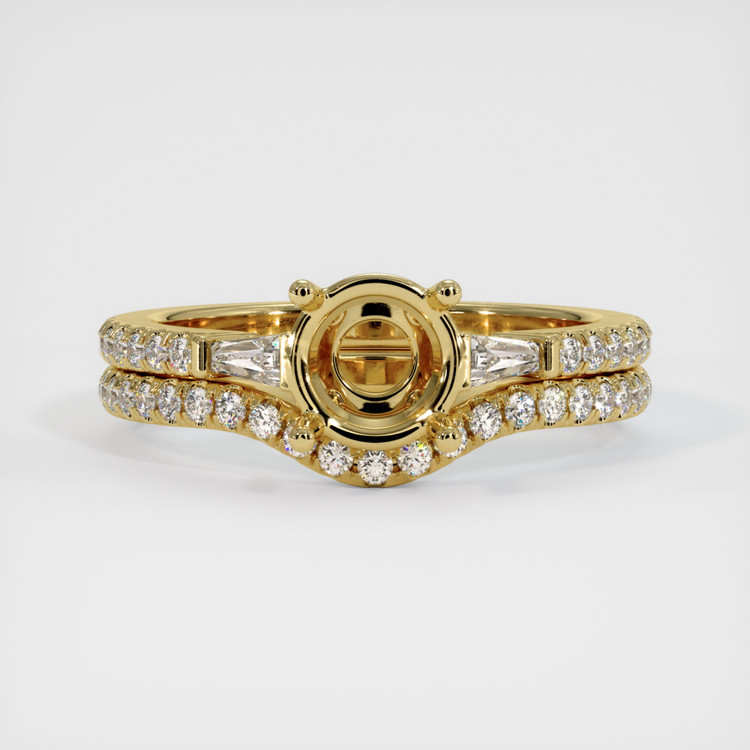 18K Yellow Gold Three Stone Ring Setting