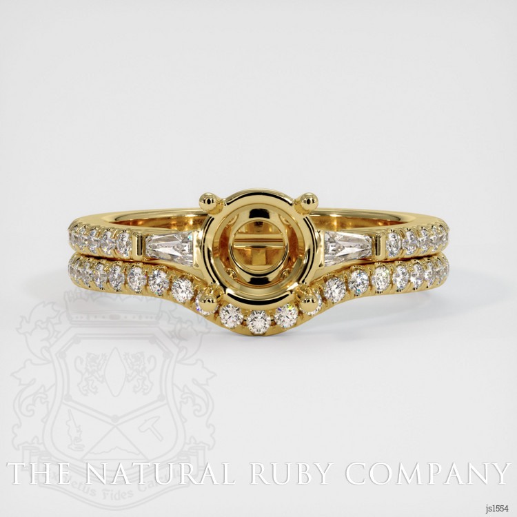 18K Yellow Gold Three Stone Ring Setting