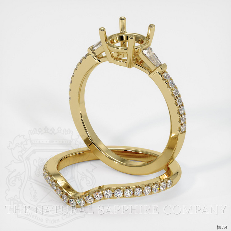 18K Yellow Gold Three Stone Ring Setting