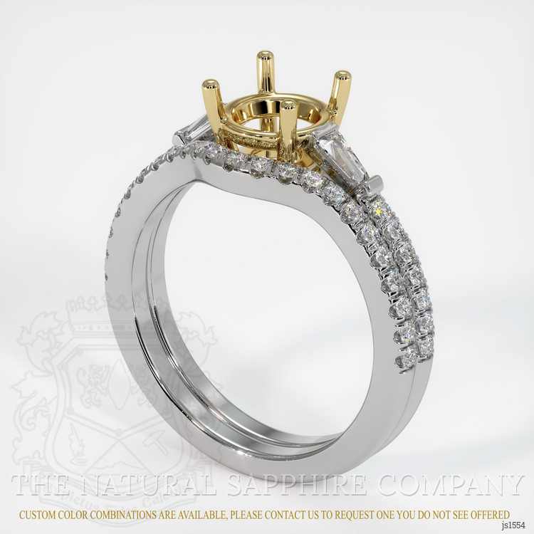 14K Yellow & White Three Stone Ring Setting