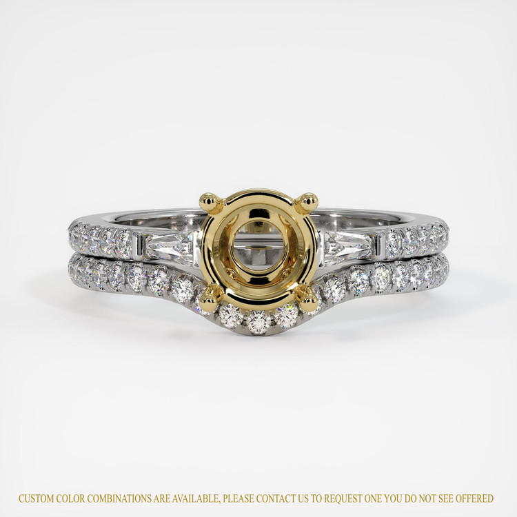 14K Yellow & White Three Stone Ring Setting