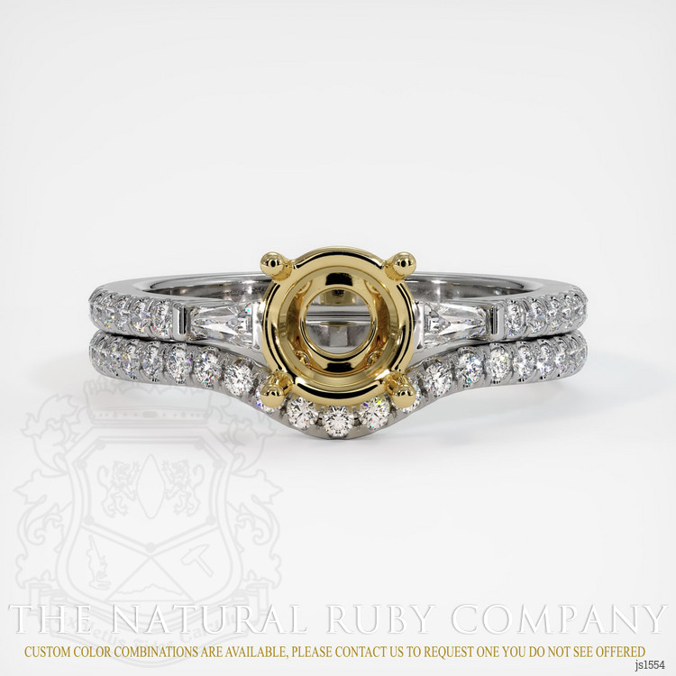 14K Yellow & White Three Stone Ring Setting