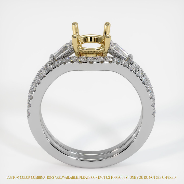 14K Yellow & White Three Stone Ring Setting