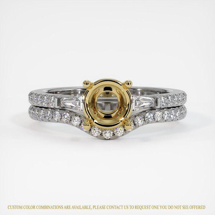 18K Yellow & White Three Stone Ring Setting