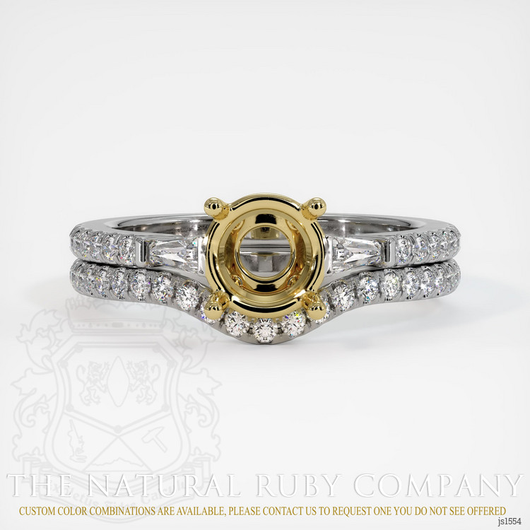 18K Yellow & White Three Stone Ring Setting