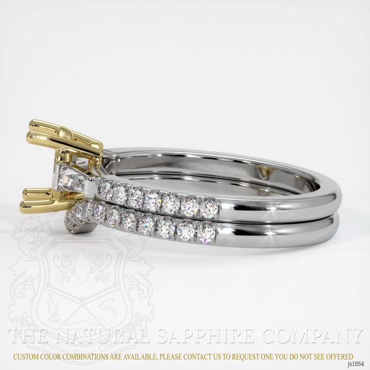 18K Yellow & White Three Stone Ring Setting