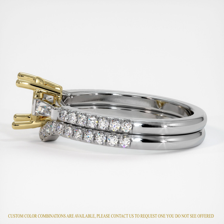 18K Yellow & White Three Stone Ring Setting