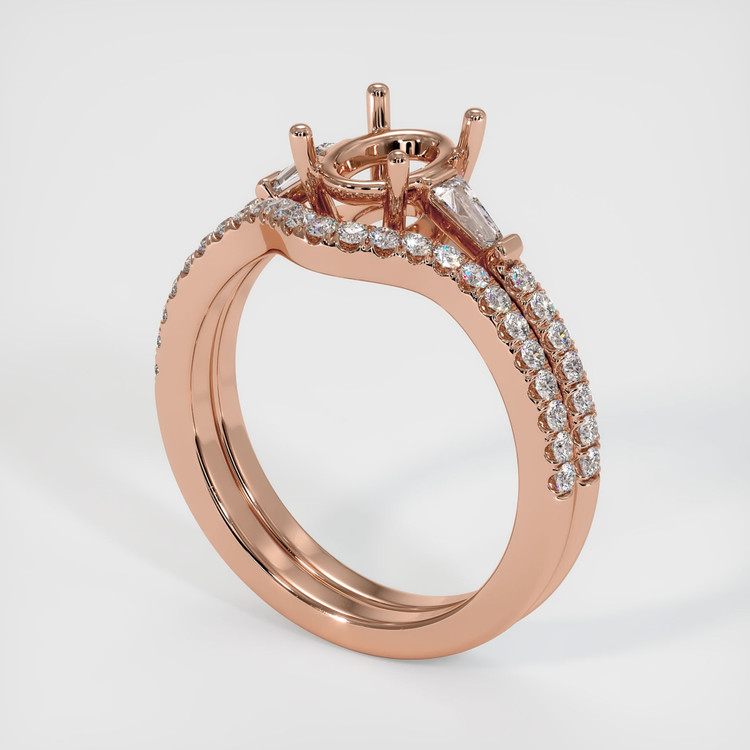 14K Rose Gold Three Stone Ring Setting