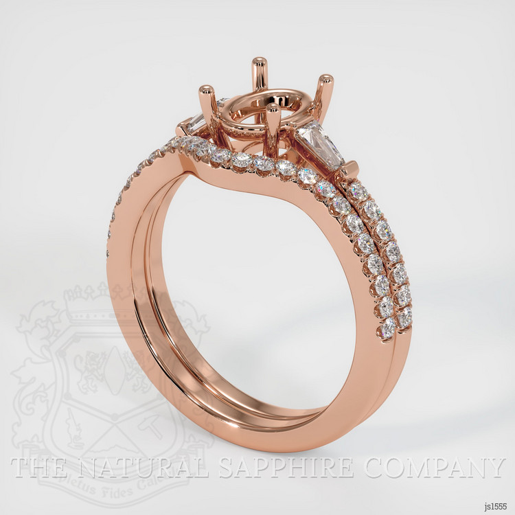 14K Rose Gold Three Stone Ring Setting