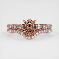 14K Rose Gold Three Stone Ring Setting Image