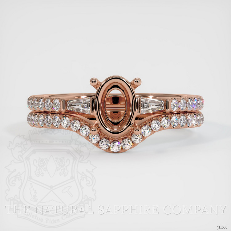 14K Rose Gold Three Stone Ring Setting