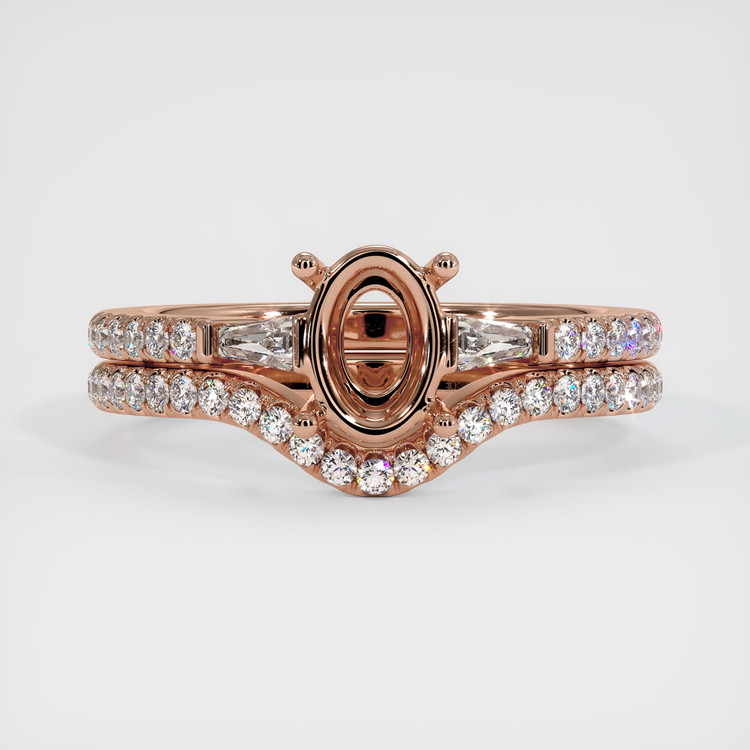14K Rose Gold Three Stone Ring Setting