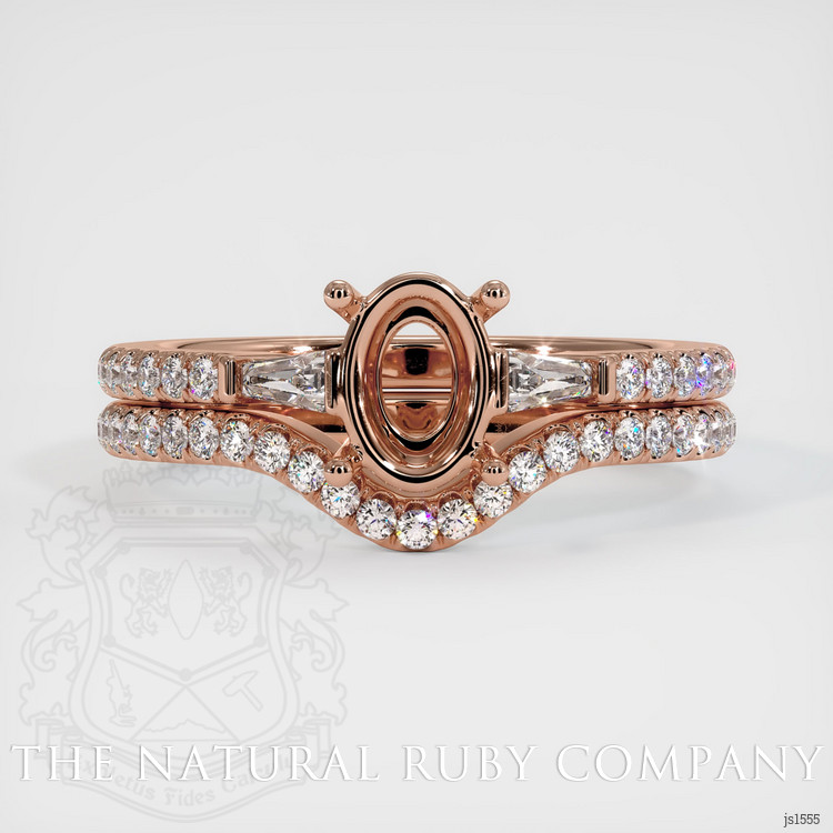 14K Rose Gold Three Stone Ring Setting
