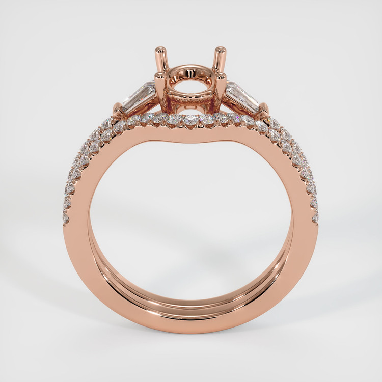 14K Rose Gold Three Stone Ring Setting