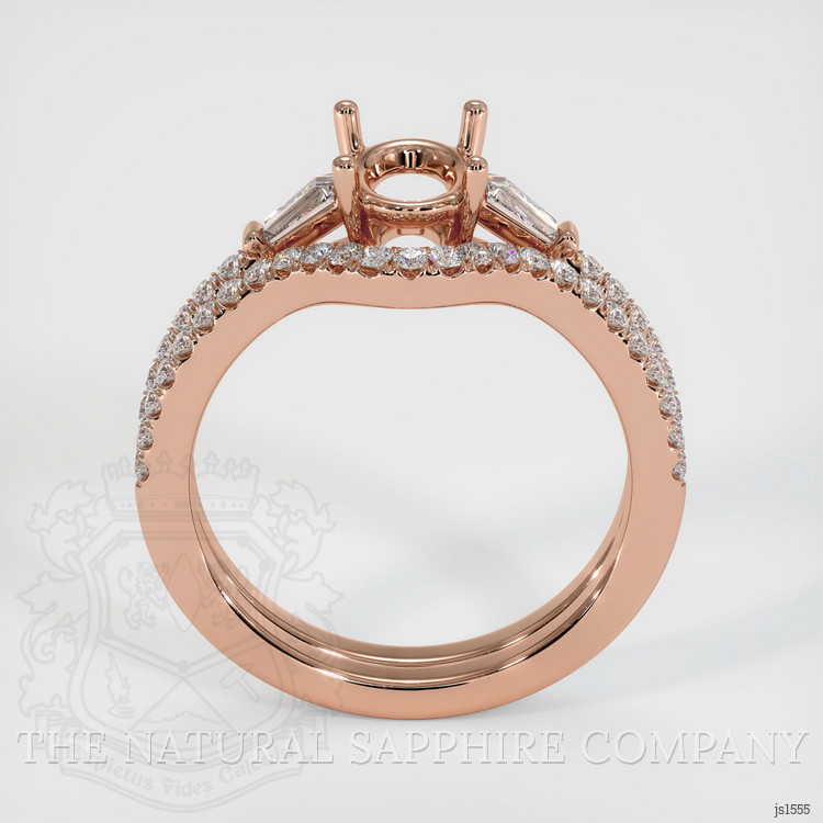 14K Rose Gold Three Stone Ring Setting