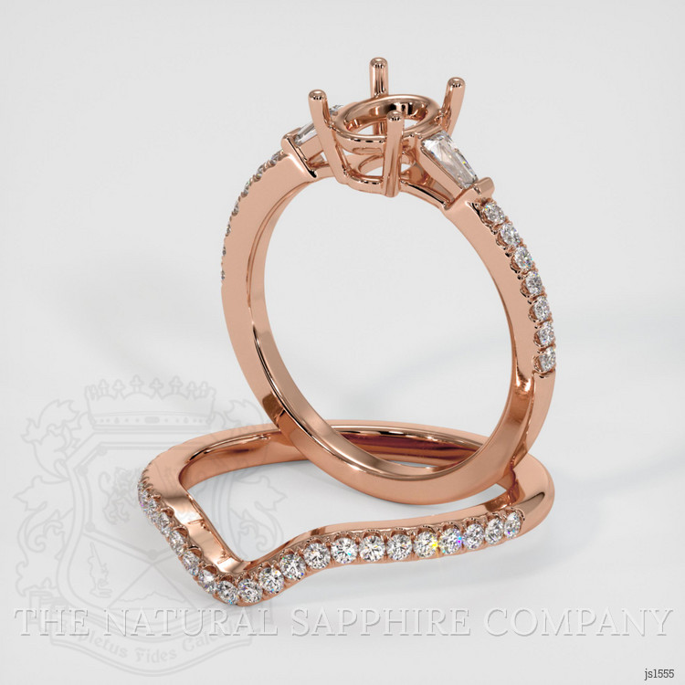 14K Rose Gold Three Stone Ring Setting