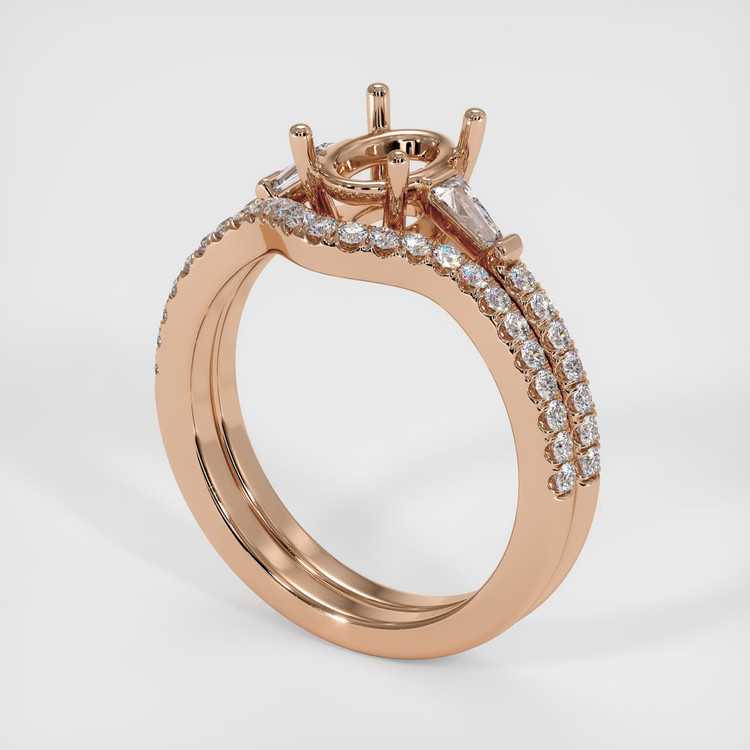 18K Rose Gold Three Stone Ring Setting