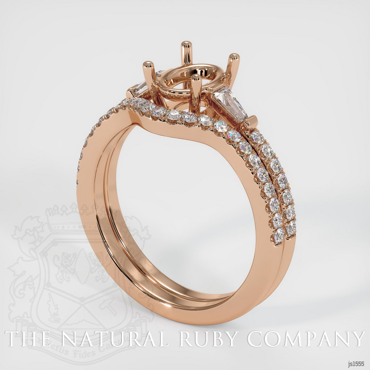 18K Rose Gold Three Stone Ring Setting