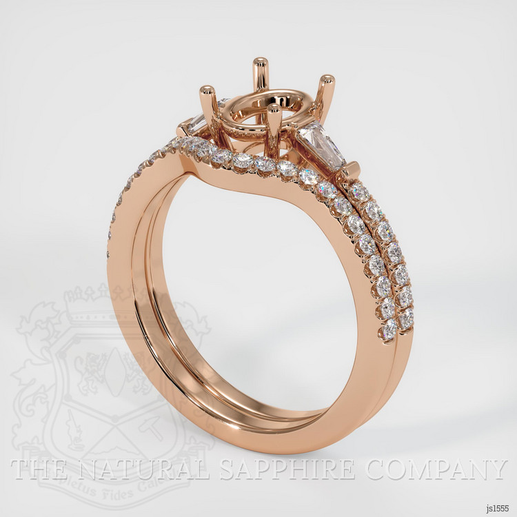 18K Rose Gold Three Stone Ring Setting