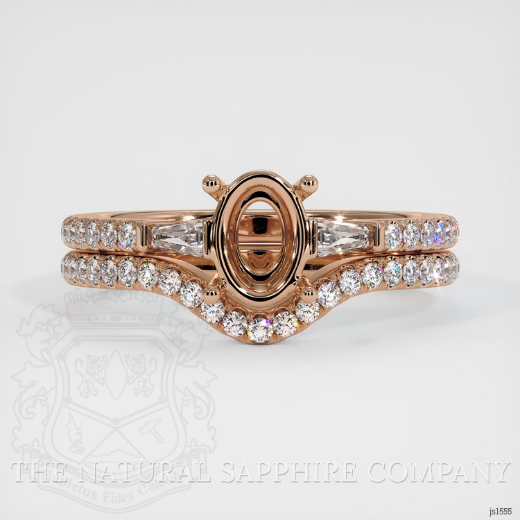 18K Rose Gold Three Stone Ring Setting