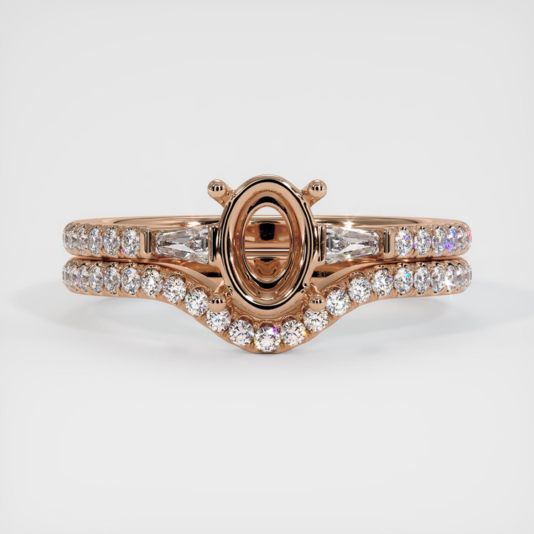 18K Rose Gold Three Stone Ring Setting