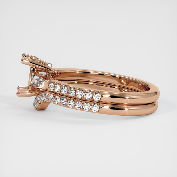 18K Rose Gold Three Stone Ring Setting