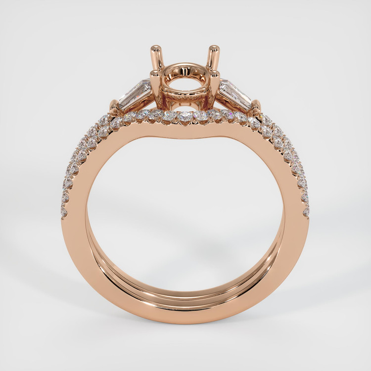18K Rose Gold Three Stone Ring Setting