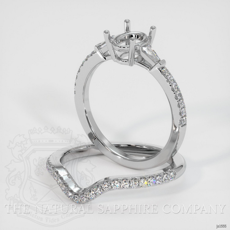10K White Gold Three Stone Ring Setting
