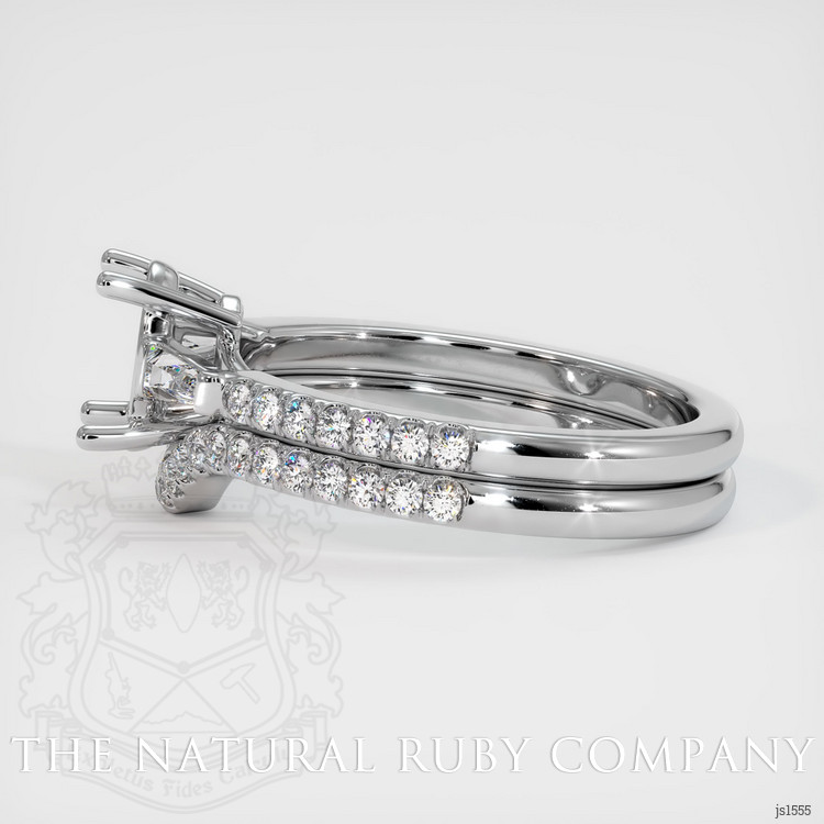 14K White Gold Three Stone Ring Setting